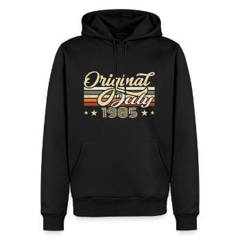 Cadeau juillet 1985 anniversaire né en juillet 1985 - Sweat à capuche Premium bio Homme - noir - Devant - Nico (187cm)
