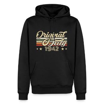 Cadeau 1942 Juillet Anniversaire Né(e) en Juillet 1942 - Sweat à capuche Premium bio Homme - noir - Devant - Nico (187cm)