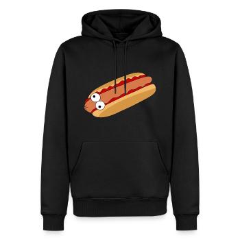 Hot-dog fou - Sweat à capuche Premium bio Homme - noir - Devant - Nico (187cm)