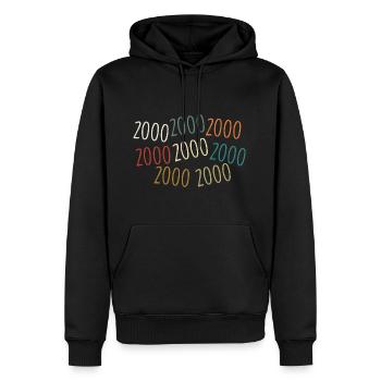 Jahrgang 2000 Geburtsjahr - legendär seit 2000 - Männer Premium Bio Hoodie - Schwarz - Vorne - Nico (187cm)