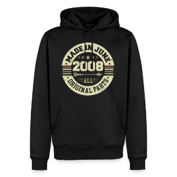 Juni 2008 Geburtstagsgeschenk Juni 2008 Juni 2008 - Männer Premium Bio Hoodie - Schwarz - Vorne - Nico (187cm)