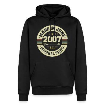 Juin 2007 Cadeau d’anniversaire Juin 2007 Juin 2007 - Sweat à capuche Premium bio Homme - noir - Devant - Nico (187cm)