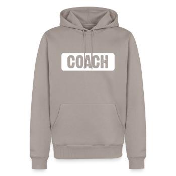 Entraîneur - Sweat à capuche Premium bio Homme - taupe - Devant - Nico (187cm)