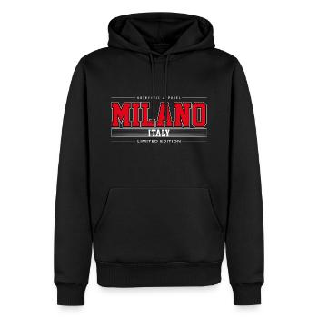 Milano - Sweat à capuche Premium bio Homme - noir - Devant - Nico (187cm)