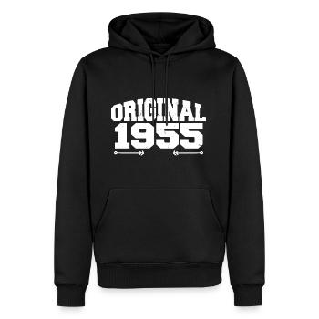 Original 1955 | Cadeau d’anniversaire 1955 - Sweat à capuche Premium bio Homme - noir - Devant - Nico (187cm)