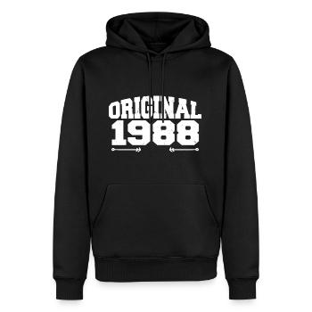 Original 1988 | Cadeau d’anniversaire 1988 - Sweat à capuche Premium bio Homme - noir - Devant - Nico (187cm)