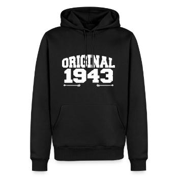 Original 1943 | Geburtstagsgeschenk 1943 - Männer Premium Bio Hoodie - Schwarz - Vorne - Nico (187cm)