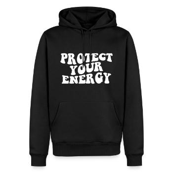 Protégez votre motivation énergétique - Sweat à capuche Premium bio Homme - noir - Devant - Nico (187cm)