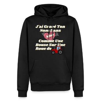 j ai gravé ton nom dans mon cœur comme une bouse - Sweat à capuche Premium bio Homme - noir - Devant - Nico (187cm)