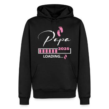 Papa 2025 loading - Männer Premium Bio Hoodie - Schwarz - Vorne - Nico (187cm)
