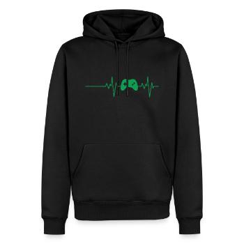 Heartbeat Gaming Gamer Geschenk - Männer Premium Bio Hoodie - Schwarz - Vorne - Nico (187cm)