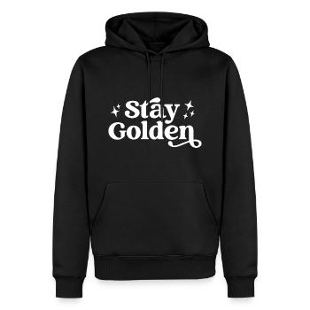 Restez doré - Sweat à capuche Premium bio Homme - noir - Devant - Nico (187cm)