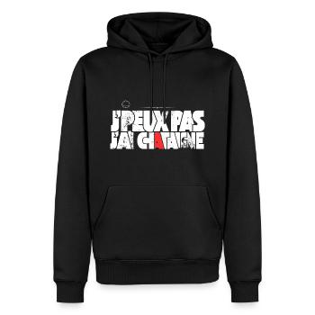 J'peux pas j'ai Chataigne - Sweat à capuche Premium bio Homme - noir - Devant - Nico (187cm)