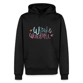 Dessin à la main citation étrange et merveilleuse. - Sweat à capuche Premium bio Homme - noir - Devant - Nico (187cm)