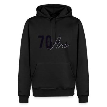 70 Ans - Sweat à capuche Premium bio Homme - noir - Devant - Nico (187cm)