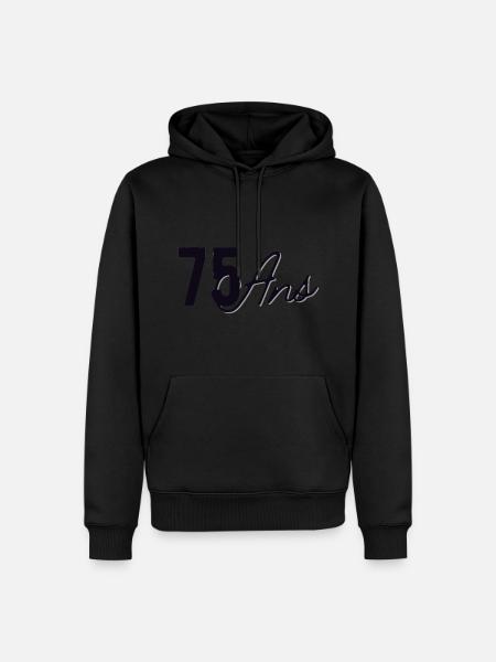 75 Ans - Sweat à capuche Premium bio Homme - noir