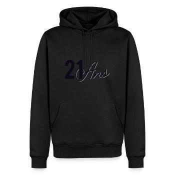 21 Ans - Sweat à capuche Premium bio Homme - noir - Devant - Nico (187cm)