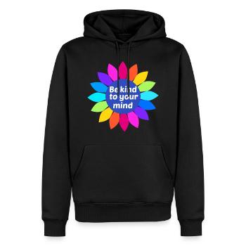 Be kind to your mind - Männer Premium Bio Hoodie - Schwarz - Vorne - Nico (187cm)
