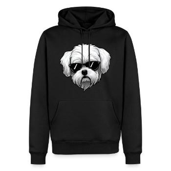 Malteser Hund, der Sonnenbrille trägt - Männer Premium Bio Hoodie - Schwarz - Vorne - Nico (187cm)