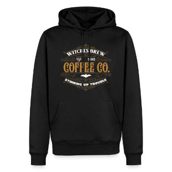 Witches brew stirring up trouble halloween coffee - Men’s Premium Organic Hoodie - black - Front - Nico (187cm)