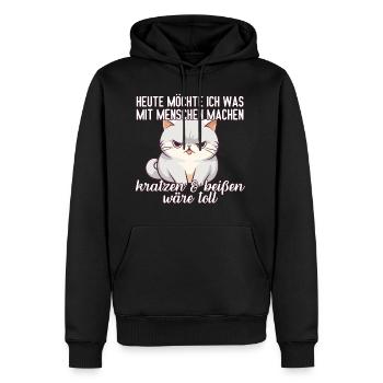 Heute möchte ich was mit Menschen machen Katze - Männer Premium Bio Hoodie - Schwarz - Vorne - Nico (187cm)