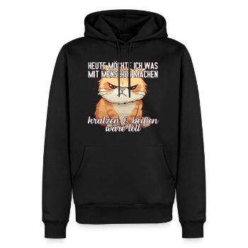 Heute möchte ich was mit Menschen machen Katze - Männer Premium Bio Hoodie - Schwarz - Vorne - Nico (187cm)
