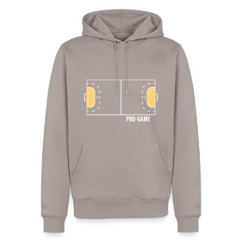 Handball Handballfeld Sprungwurf Handballhalle - Männer Premium Bio Hoodie - Taupe - Vorne - Nico (187cm)