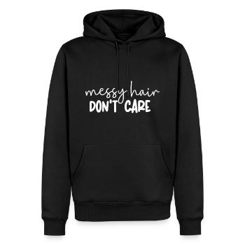Unordentliches Haar ™kümmert sich nicht - Männer Premium Bio Hoodie - Schwarz - Vorne - Nico (187cm)