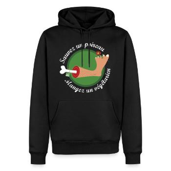 Végétarien - Sweat à capuche Premium bio Homme - noir - Devant - Nico (187cm)