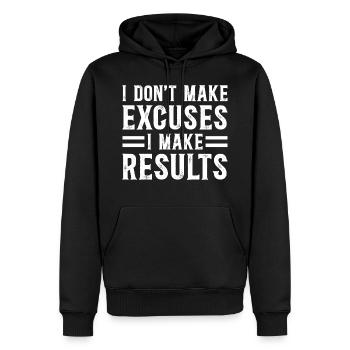 Pas D'Excuses Des Résultats - Citation Inspirante - Sweat à capuche Premium bio Homme - noir - Devant - Nico (187cm)