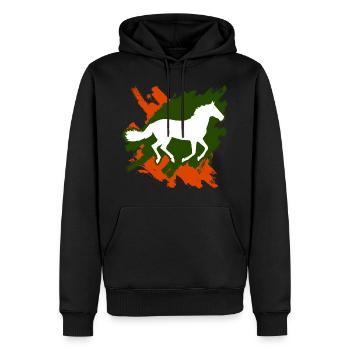 Cheval Équitation Équestre Chevalier - Sweat à capuche Premium bio Homme - noir - Devant - Nico (187cm)