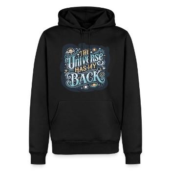 L’Univers - Sweat à capuche Premium bio Homme - noir - Devant - Nico (187cm)
