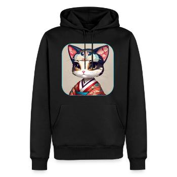 Niedliche asiatische Glücks Katze - Männer Premium Bio Hoodie - Schwarz - Vorne - Nico (187cm)