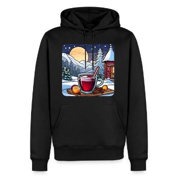 Heißer Glühwein im Winter - Männer Premium Bio Hoodie - Schwarz - Vorne - Nico (187cm)