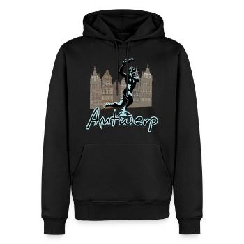Brabo Anvers - Sweat à capuche Premium bio Homme - noir - Devant - Nico (187cm)