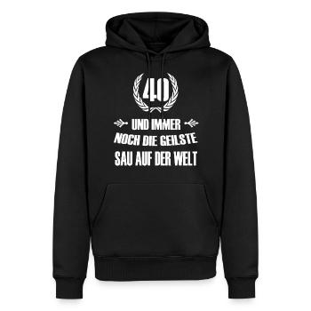40 Geburtstag - Männer Premium Bio Hoodie - Schwarz - Vorne - Nico (187cm)