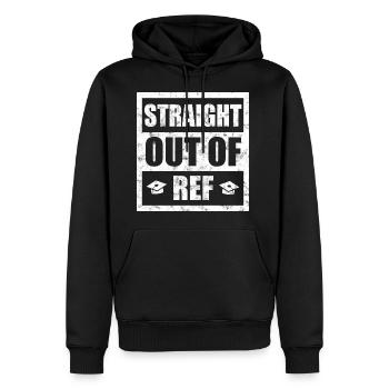 Straight out of Ref - Männer Premium Bio Hoodie - Schwarz - Vorne - Nico (187cm)