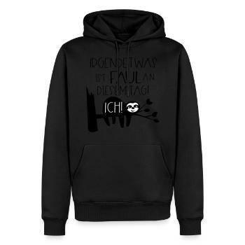 Faultier Faul Sein Faulheit Motivation Sprüche - Männer Premium Bio Hoodie - Schwarz - Vorne - Nico (187cm)