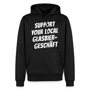 Glasbiergeschäft - Männer Premium Bio Hoodie - Schwarz - Vorne - Nico (187cm)