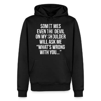 Même Le Diable Drôle Witty Citation T-Shirt - Sweat à capuche Premium bio Homme - noir - Devant - Nico (187cm)
