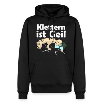 L'escalade est cool | montée - Sweat à capuche Premium bio Homme - noir - Devant - Nico (187cm)