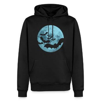 pipistrelli luna piena - Felpa con cappuccio ecologica premium da uomo - nero - Fronte - Nico (187cm)