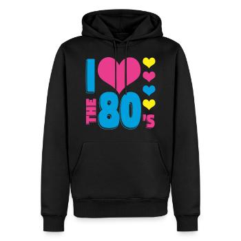 80er - Männer Premium Bio Hoodie - Schwarz - Vorne - Nico (187cm)