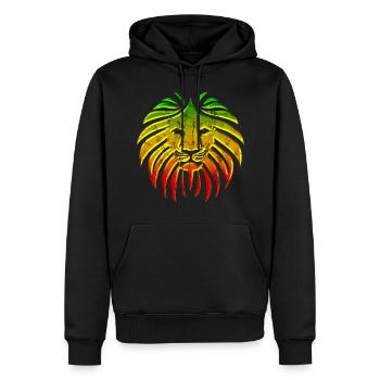 LIKE A LION Reggae Lion Rasta Revolution Musique - Sweat à capuche Premium bio Homme - noir - Devant - Nico (187cm)