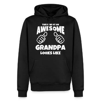 Voici comment un grand-père super grand-père voit en cadeau - Sweat à capuche Premium bio Homme - noir - Devant - Nico (187cm)