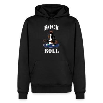 Musicien RocknRoll Rocker Tattoo Penguin - Sweat à capuche Premium bio Homme - noir - Devant - Nico (187cm)