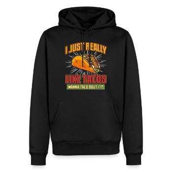 Tacos - Männer Premium Bio Hoodie - Schwarz - Vorne - Nico (187cm)