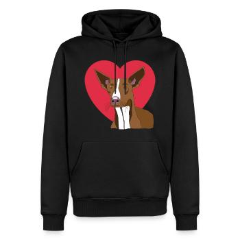 Podenco avec coeur - Sweat à capuche Premium bio Homme - noir - Devant - Nico (187cm)