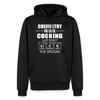 La chimie est comme une chemise de cuisine - Sweat à capuche Premium bio Homme - noir - Devant - Nico (187cm)