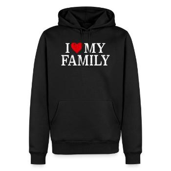 famille - Sweat à capuche Premium bio Homme - noir - Devant - Nico (187cm)